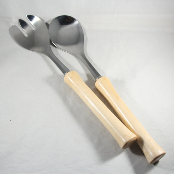 SSS-AA Salad Fork and Spoon Set Maple With Stainless Steel