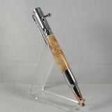B-DHB Bolt Action Curly Maple Pen With Chrome Trim
