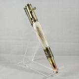 B-DIB Bolt Action Deer Antler  Pen With Antique Brass Trim