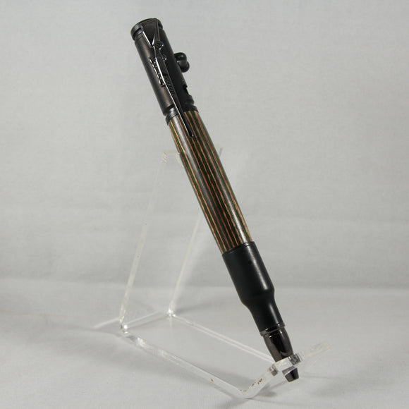 B-DID Bolt Action Multi-Colored Laminate  Pen With Black Enamel Trim