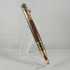 B-DIG Bolt Action Walnut  Pen With Antique Brass Trim
