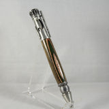 BB-G Baseball Green and Brown Laminate Twist Pen With Antique Pewter
