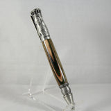 BB-G Baseball Green and Brown Laminate Twist Pen With Antique Pewter