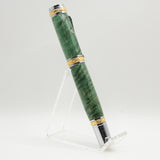 MJ-A Majestic Rollerball Green Box Elder With Chrome and 22kt Gold Plated Trim