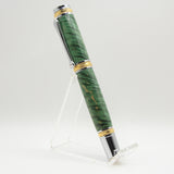 MJ-A Majestic Rollerball Green Box Elder With Chrome and 22kt Gold Plated Trim