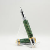 MJ-A Majestic Rollerball Green Box Elder With Chrome and 22kt Gold Plated Trim