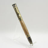 BW-AH Birdwatcher Teak Lever Action Pen with Antique Brass Trim