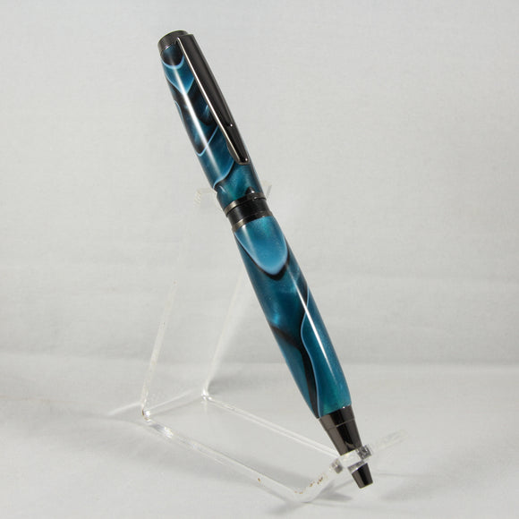 EA-CG Elegant American Blue Acrylic Twist Pen With Gun Metal Trim