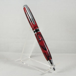 EA-CH Elegant American Red and Black Acrylic Twist Pen With Chrome Trim