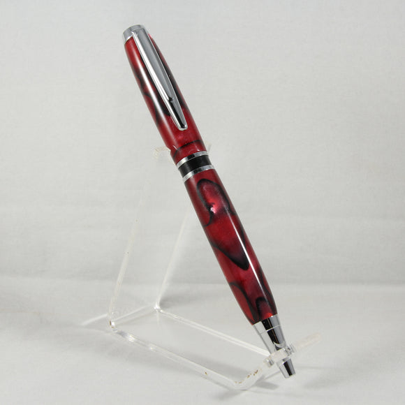 EA-CH Elegant American Red and Black Acrylic Twist Pen With Chrome Trim