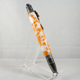 FB-AF Football Orange and White Acrylic Twist Pen With Antique Pewter Trim