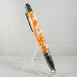 FB-AF Football Orange and White Acrylic Twist Pen With Antique Pewter Trim
