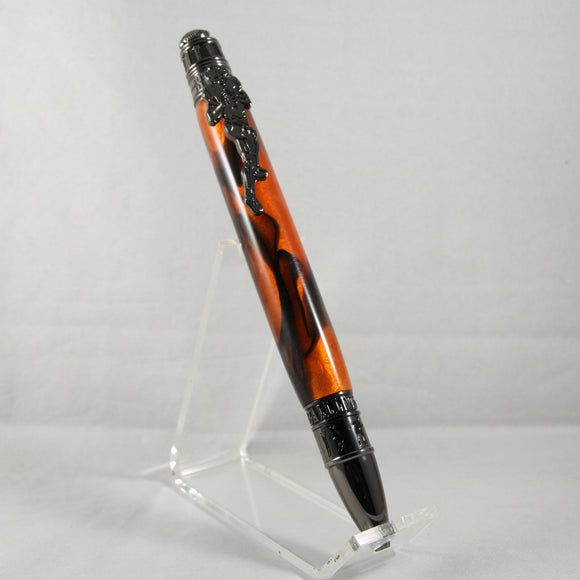 FB-AH Football Red and Black Acrylic Twist Pen With Gun Metal Trim