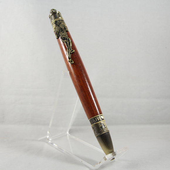 FB-BO Football Bubinga Twist Pen With Anqitue Brass Trim