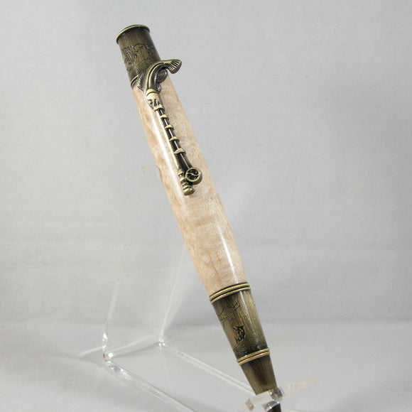FF-EG Fishing Maple Twist Pen with Antique Brass Trim