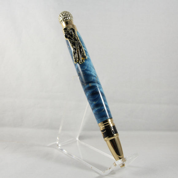 GT-BH Golf Twist Pen Box Elder Blue With Gold Trim