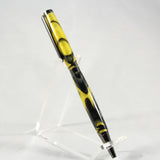 A-IA Slimline Yellow and Black Acrylic Twist Pen With Gun Metal Trim