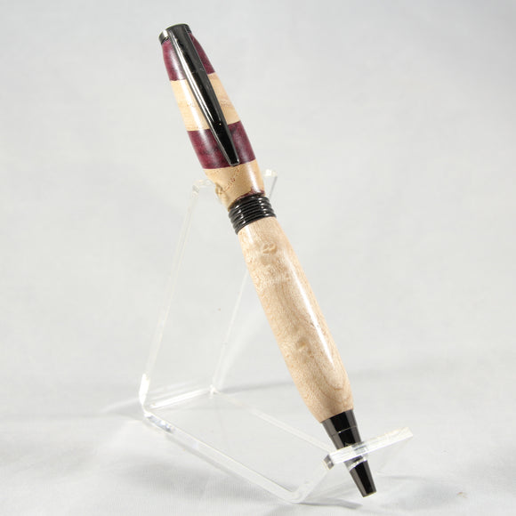 RM-BGE Comfort Maple and Purpleheart Remnant Pen with Gun Metal Trim
