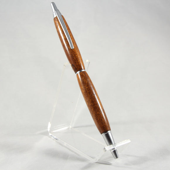 S-BFI Slimline Sapele Click Pen With Satin Chrome Trim