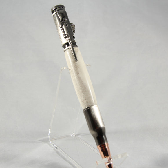 B-DDA Bolt Action Deer Antler Pen With Antique Pewter Trim