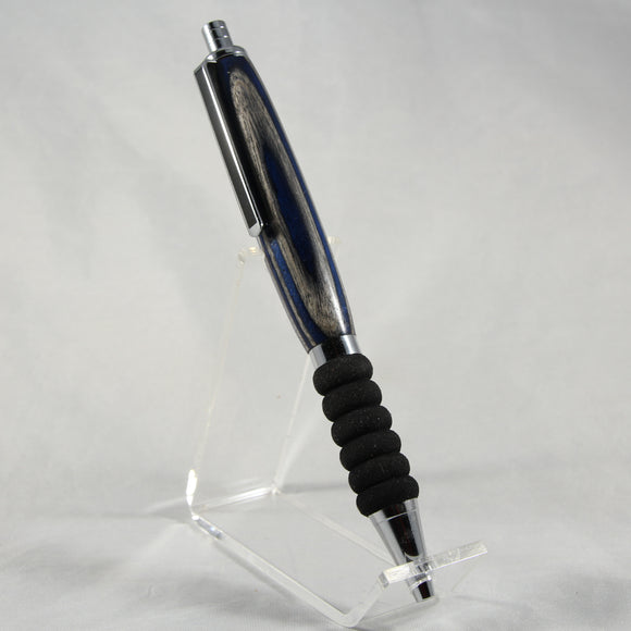 CT-B Contour Blue and Gray Laminate Click Pen With Chrome Trim