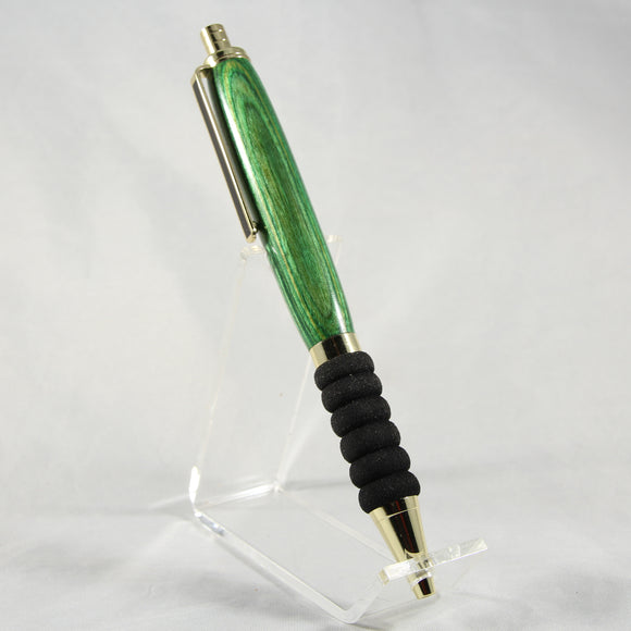 CT-C Contour Green Laminate Click Pen With Gold Trim