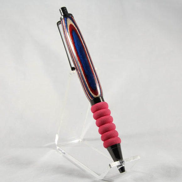 CT-D Contour Red, White and Blue Laminate Click Pen With Gun Metal Trim