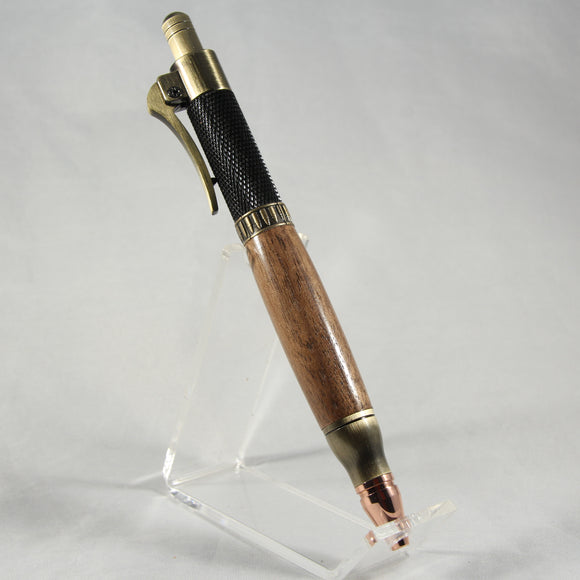 R-AA Revolver Walnut Pen With Antique Brass Trim