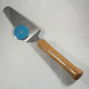 PC-CF Pizza Cutter and Server Wormy Chestnut  With Stainless Steel