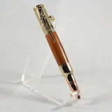 M-EE Mini 4" Bolt Action Cedar Pen With Gold Trim
