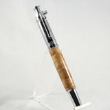 PCL-AB Pistol Click Pen Curly Maple With Chrome Trim