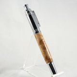 PCL-AB Pistol Click Pen Curly Maple With Chrome Trim