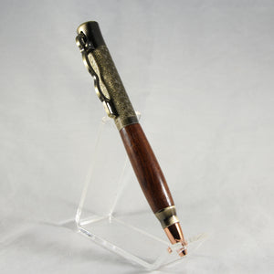 LA-AH Lever Action Tamuti Pen With Antique Brass Trim