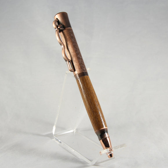 LA-BI Lever Action Teak Pen With Antique Rose Trim