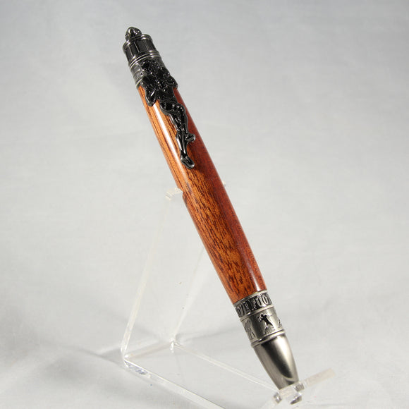 FB-I Football Bloodwood Twist Pen With Antique Pewter Trim
