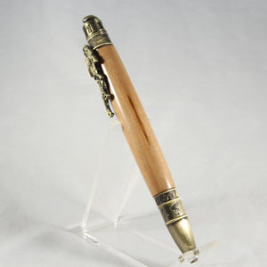 FB-AA Football Bradford Pear Twist Pen With Antique Brass Trim
