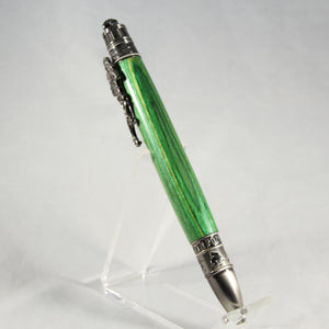 FB-AB Football Green Laminate Twist Pen With Antique Pewter Trim
