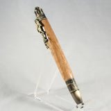 FB-AC Football Curly Maple Twist Pen With Antique Brass Trim