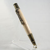 FF-EB Fishing Curly Maple Twist Pen With Antique Brass Trim