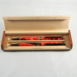 SS-AG Slimline Red and Black Acrylic With Gun Metal Trim Pen and Pencil Set - Case Included