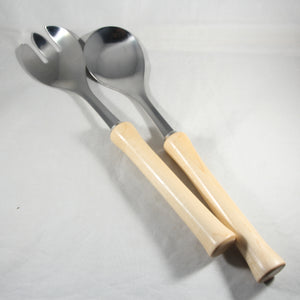 SS-AA Salad Fork and Spoon Set Maple With Stainless Steel