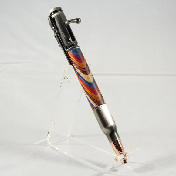 B-DDC Bolt Action Multi Color Laminate Pen With Antique Pewter Trim