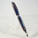 CF-BDE Comfort Blue/Cream Laminate Twist Pen With Chrome Trim