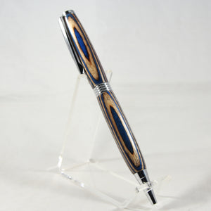 CF-BDE Comfort Blue/Cream Laminate Twist Pen With Chrome Trim