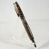 CF-BDF Comfort Blue/Orange/Grey Laminate Twist Pen With Antique Pewter Trim