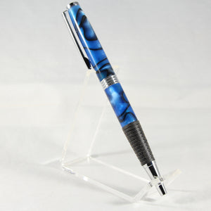 A-IB Comfort Blue and Black Acrylic Twist Pen With Chrome Trim