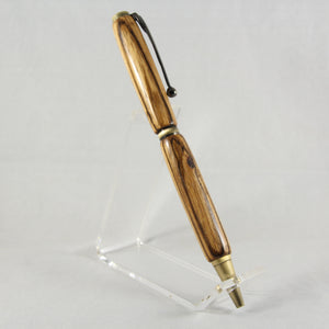 S-BIG Slimline Zebrawood Twist Pen with Antique Brass Trim