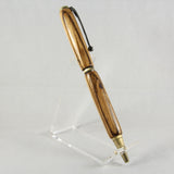 S-BIG Slimline Zebrawood Twist Pen with Antique Brass Trim