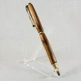 S-BIG Slimline Zebrawood Twist Pen with Antique Brass Trim