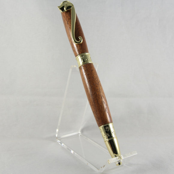 CL-DC Cat Lover Walnut Twist Pen With Gold Trim